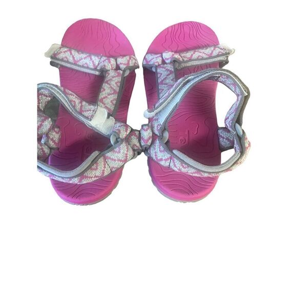 Teva Little Girls Fuchsia Red Open Toe Hook & Loop Geometric Sandals Size 4 - Picture 2 of 13